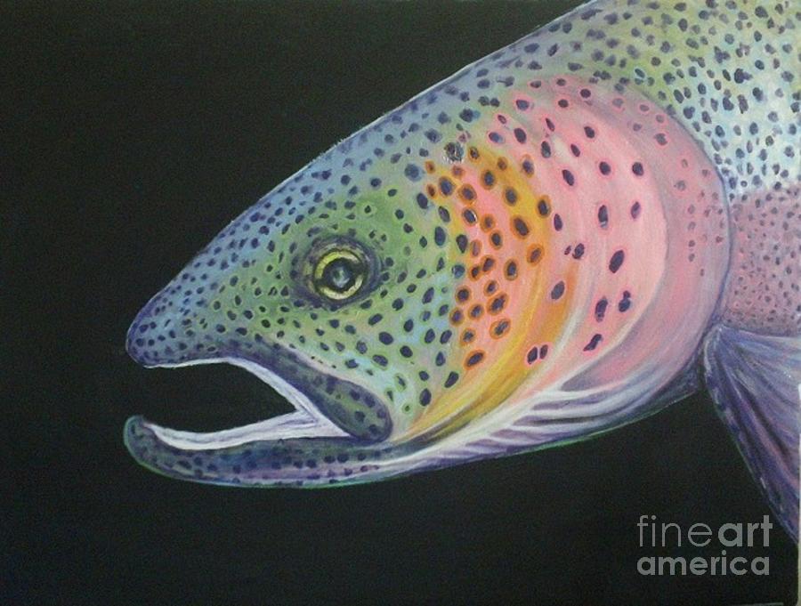 Trout Painting - Psychedelic trout by Maria Elena Gonzalez