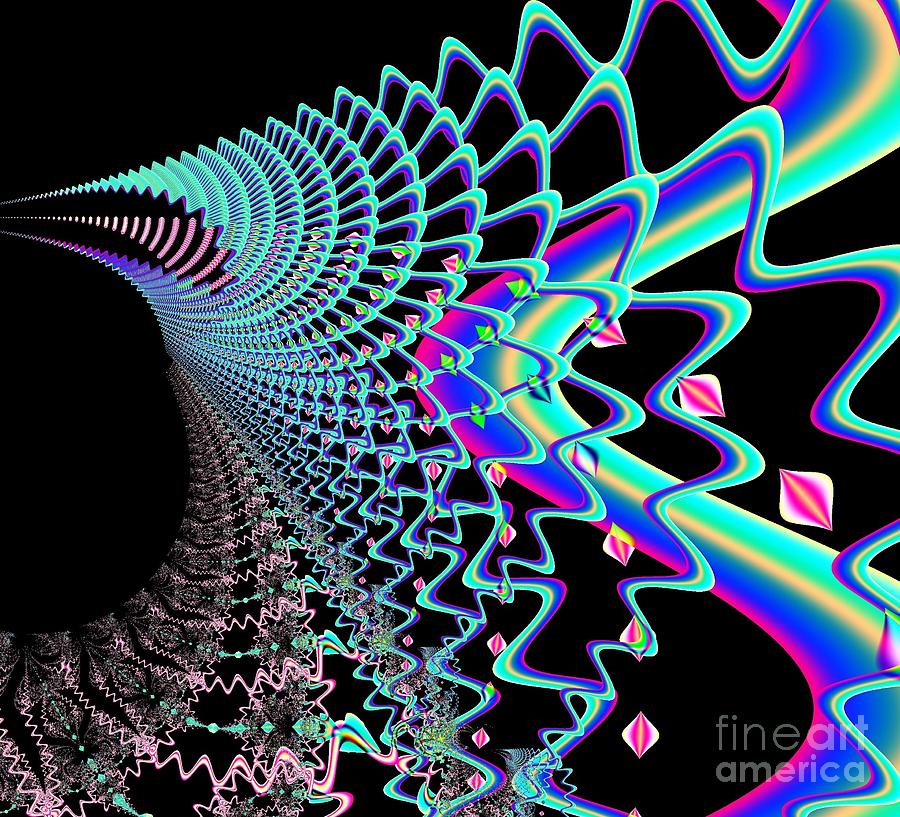 Psychedelic Zig Zag Spider Web Fractal Digital Art by Rose Santuci-Sofranko