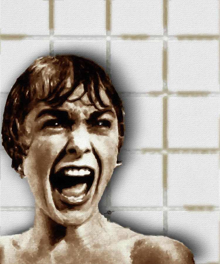 Psycho by Alfred Hitchcock, with Janet Leigh Shower Scene V Color Painting by Tony Rubino