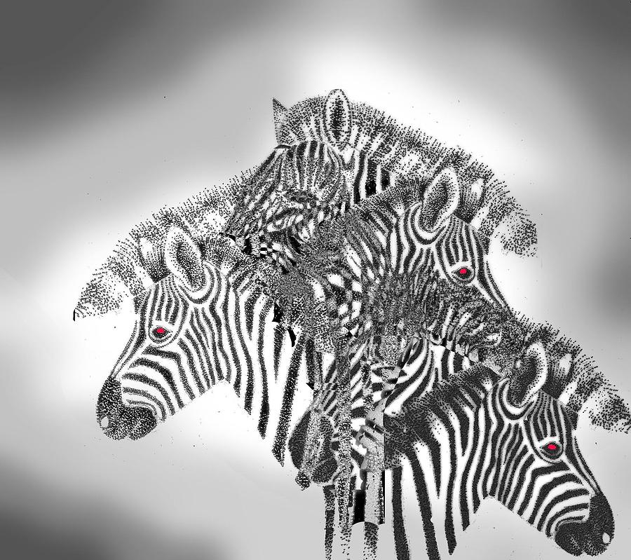 Psychotropic Zebras  Mixed Media by Tony Kroll