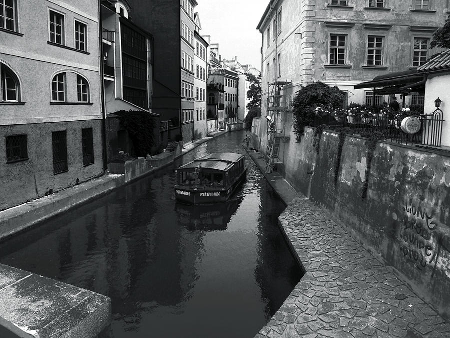 Prague Canal BW Photograph by C H Apperson