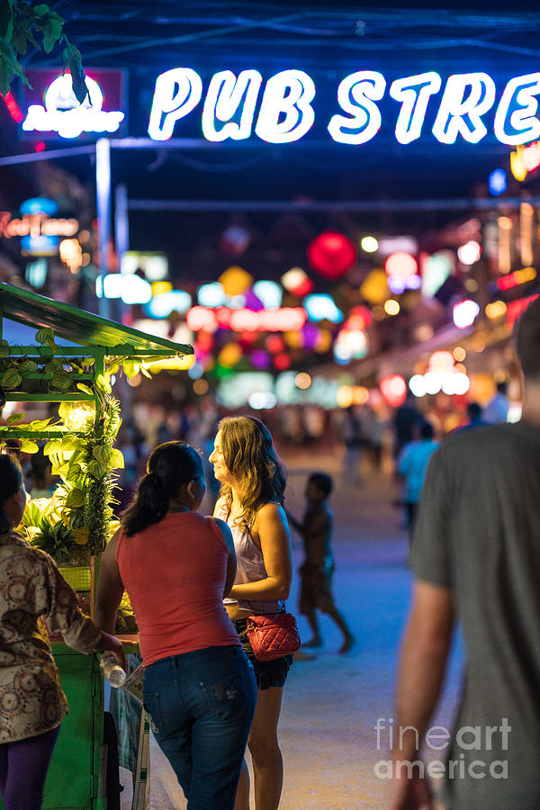 Pub Street Cambodia Night Vendors Photograph by Mike Reid