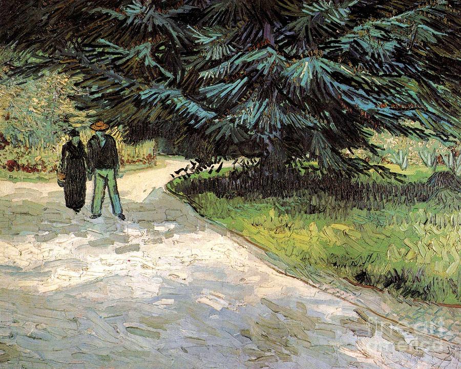 Public Garden With Couple And Blue Fir Tree The Poet S Garden III Painting By Vincent Van Gogh