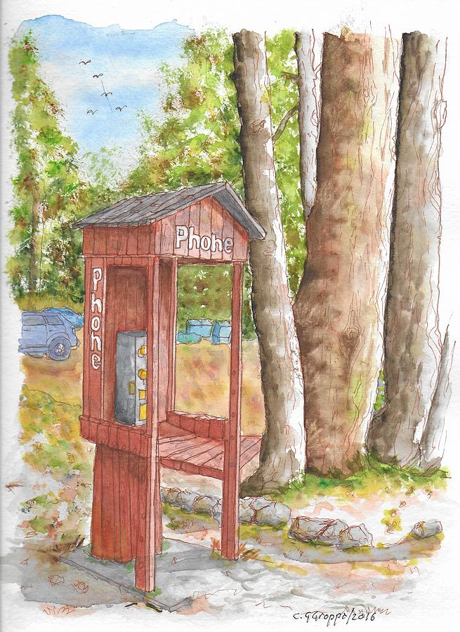 Public phone in Mammoth Lakes, California Painting by Carlos G Groppa