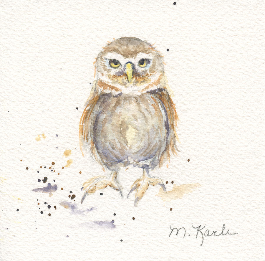 Puck - Little Owl Painting by Marsha Karle