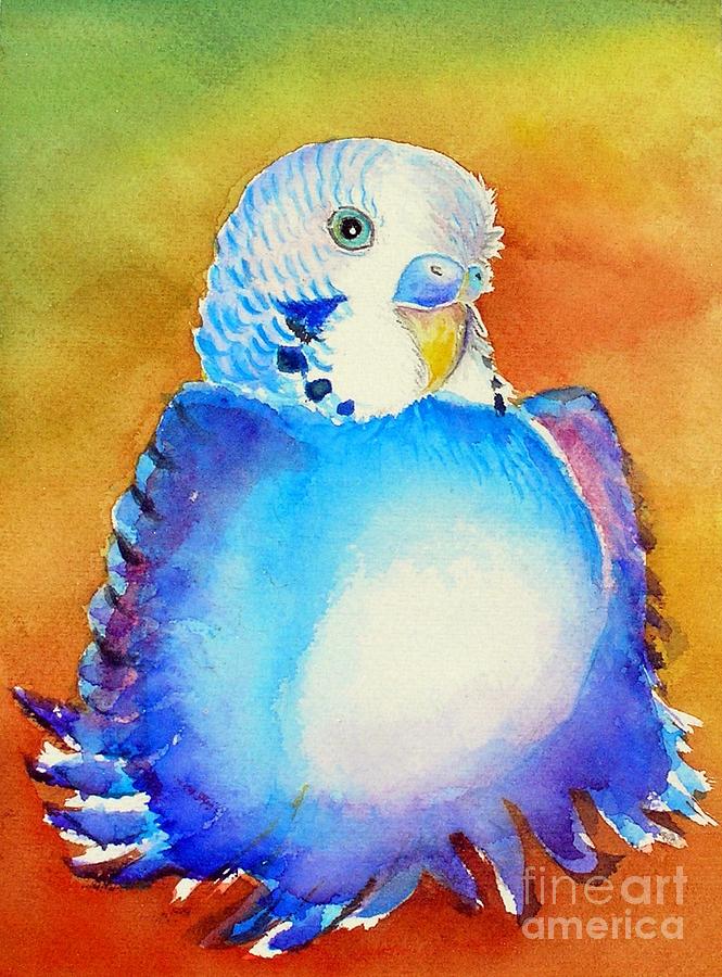 Pudgy Budgie Painting by Patricia Piffath