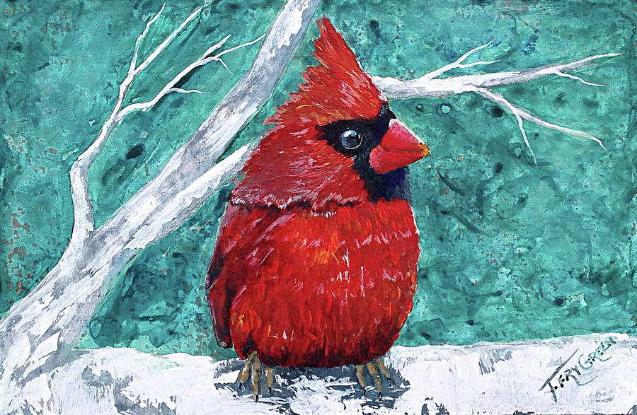 Pudgy Cardinal Painting by Teresa Fry