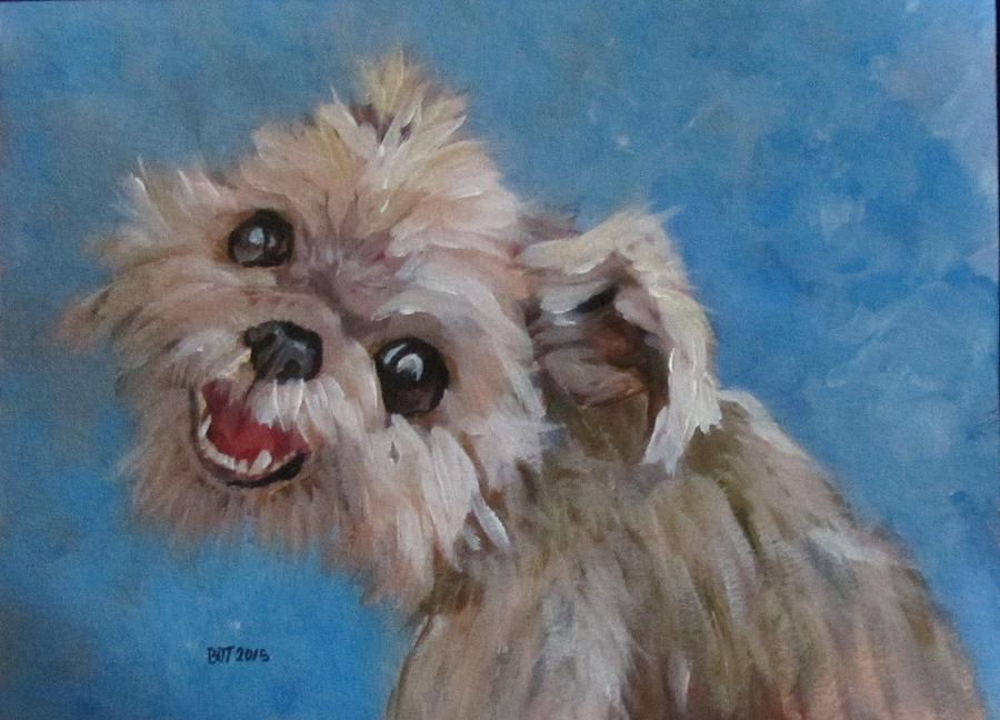 Dog Painting - Pudgy Smiles by Barbara OToole