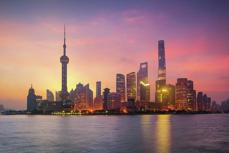 Pudong Skyline at sunrise Photograph by Anek Suwannaphoom - Fine Art ...