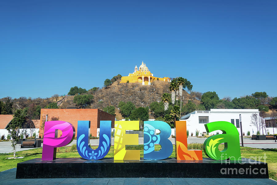 Puebla Sign in Cholula, Mexico Photograph by Jess Kraft