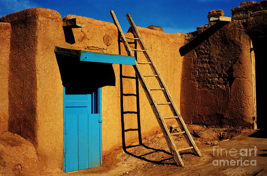 Taos Pueblo - Door and Ladder Photograph by Jacqueline M Lewis