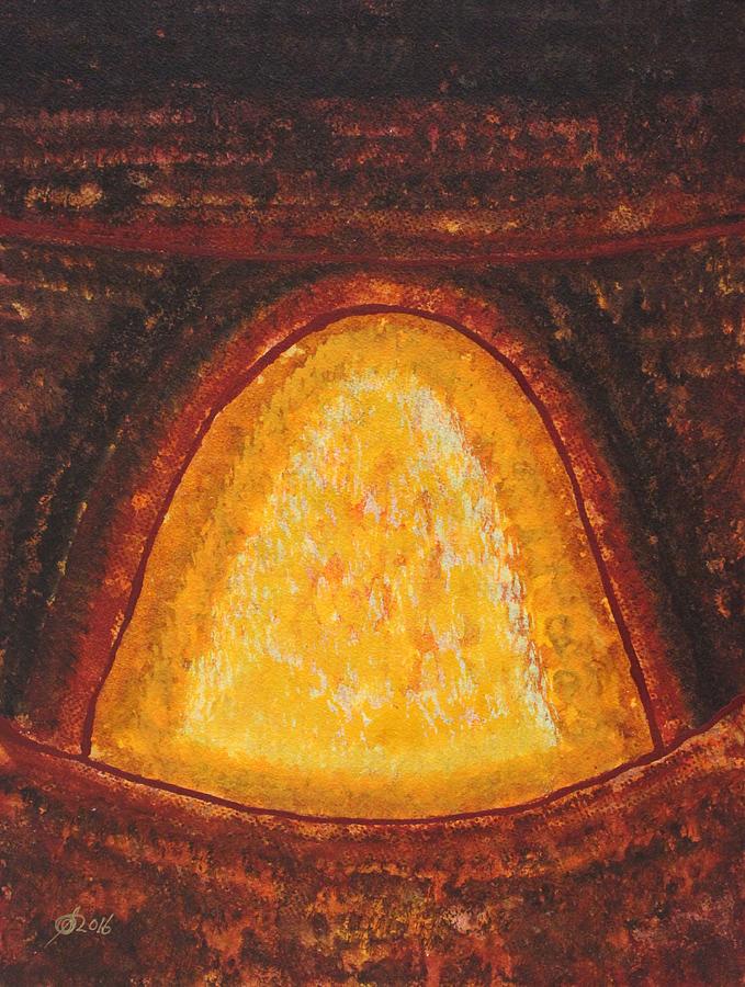 Pueblo Kiva Fireplace original painting Painting by Sol Luckman