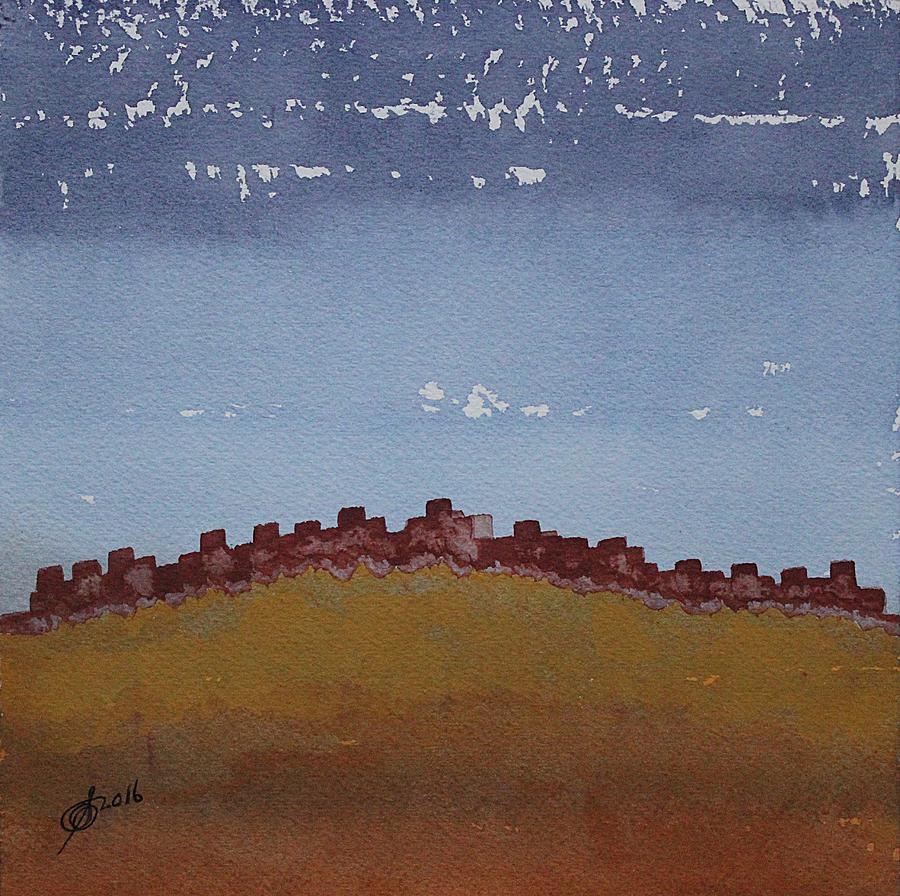 Pueblo on the Hill original painting Painting by Sol Luckman