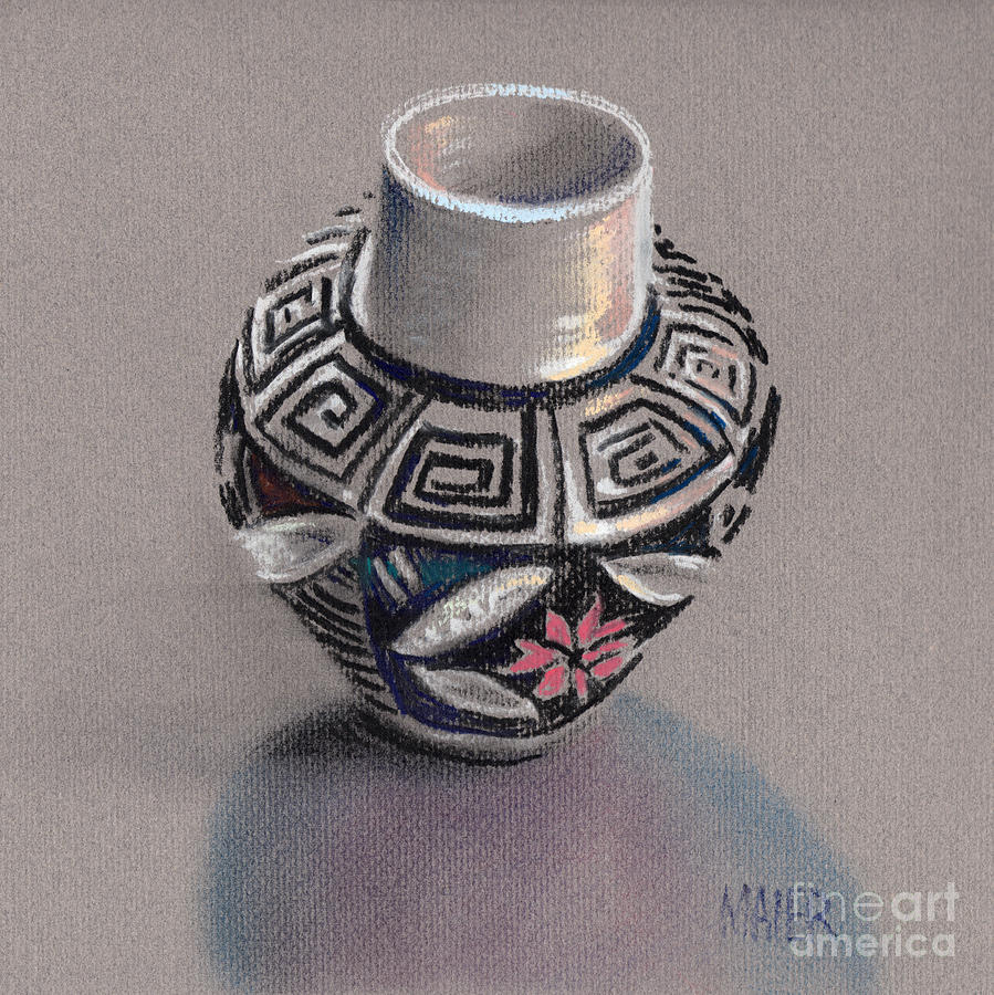 Pottery Drawing - Pueblo Seed Jar by Donald Maier