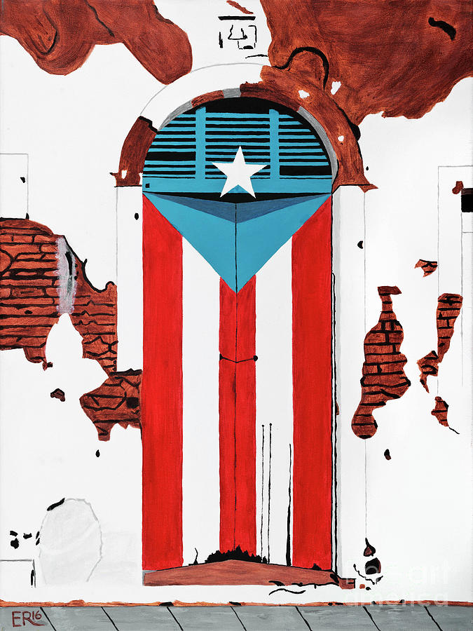 Puerto Rico Painting - Puerta Bandera Puerto Rico by Edwin Rivera