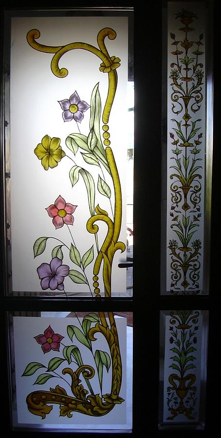 Puerta de paso decorada con flores Glass Art by Justyna Pastuszka
