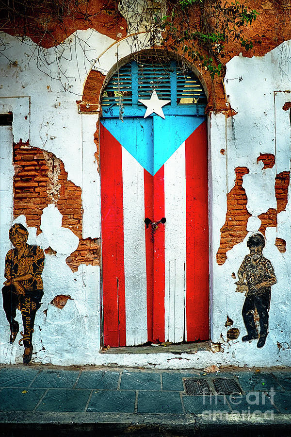 Architecture Photograph - Puerto Rican Flag Door by George Oze