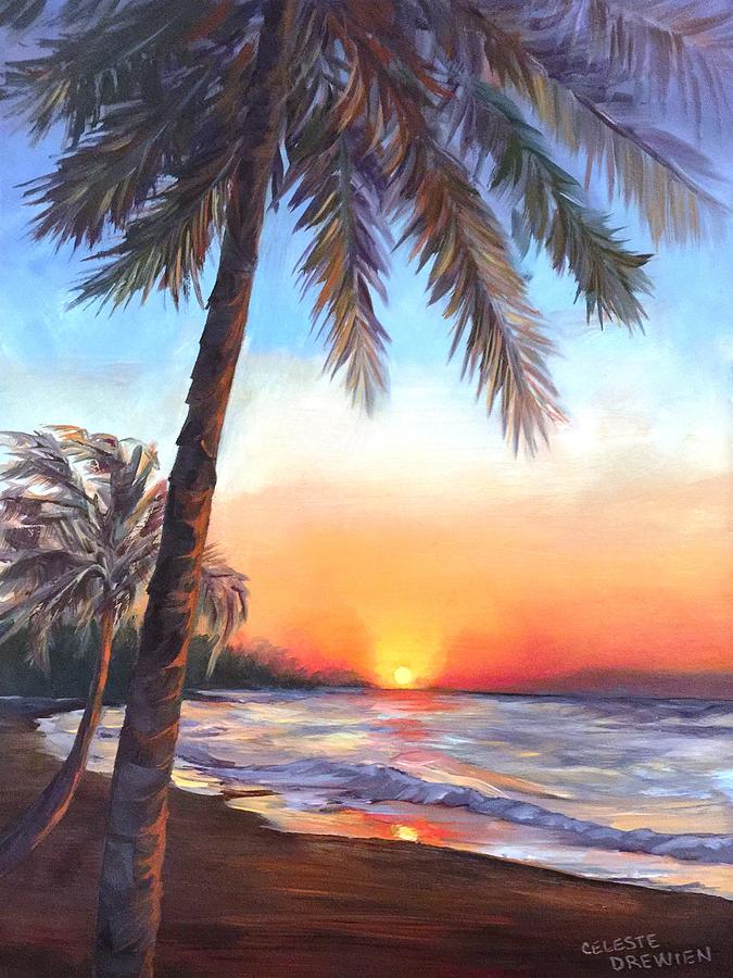 Puerto Rican Sunset Painting by Celeste Drewien