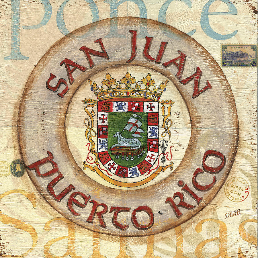 Vintage Painting - Puerto Rico Coat of Arms by Debbie DeWitt