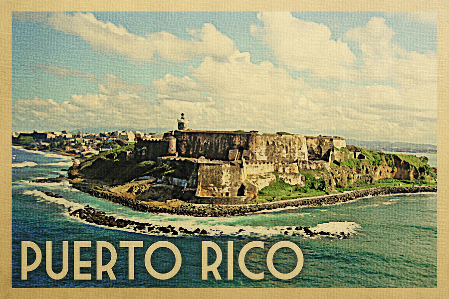 Puerto Rico Digital Art - Puerto Rico Travel Poster - Vintage Travel by Flo Karp
