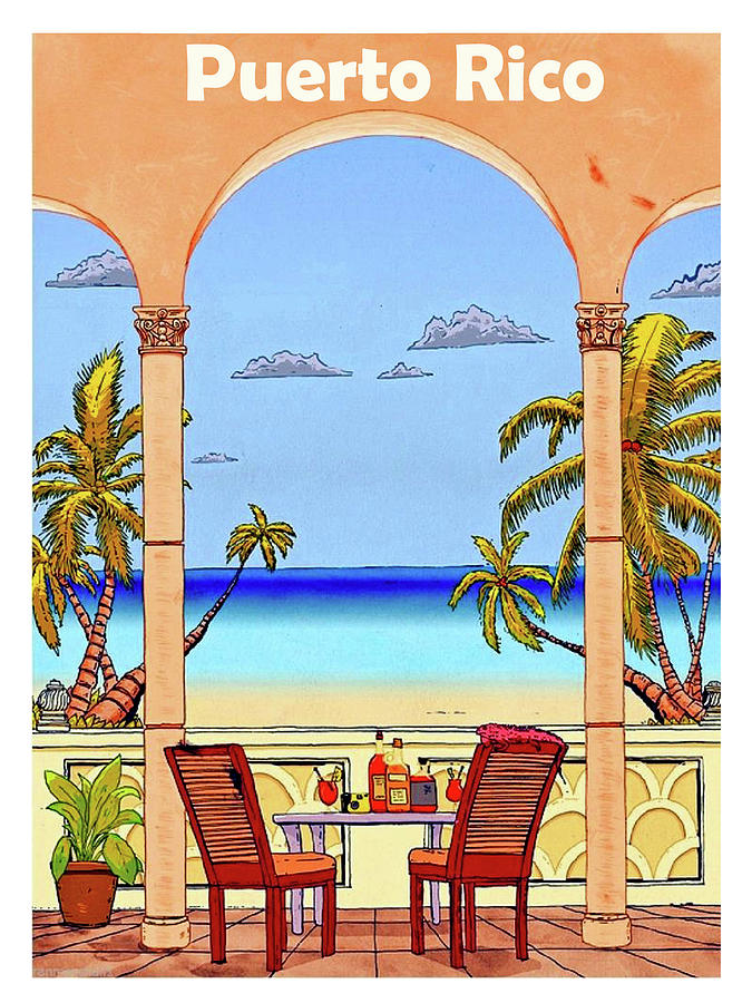 Puerto Rico, view from a hotel Painting by Long Shot