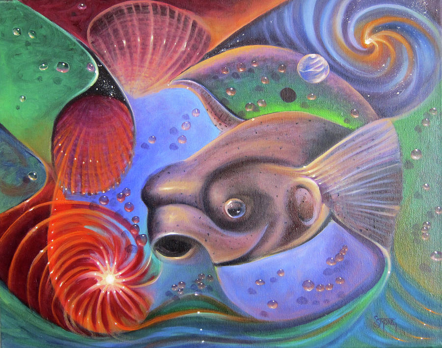 Puffer Fish Painting by Sherry Strong