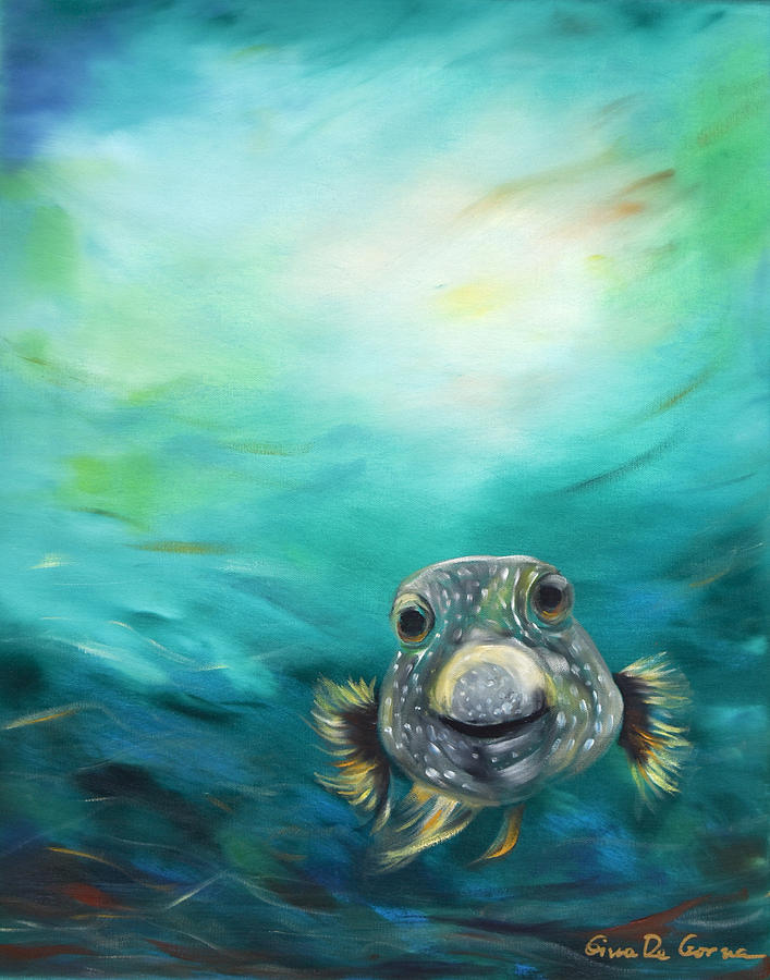 Pufferfish Painting by Gina De Gorna