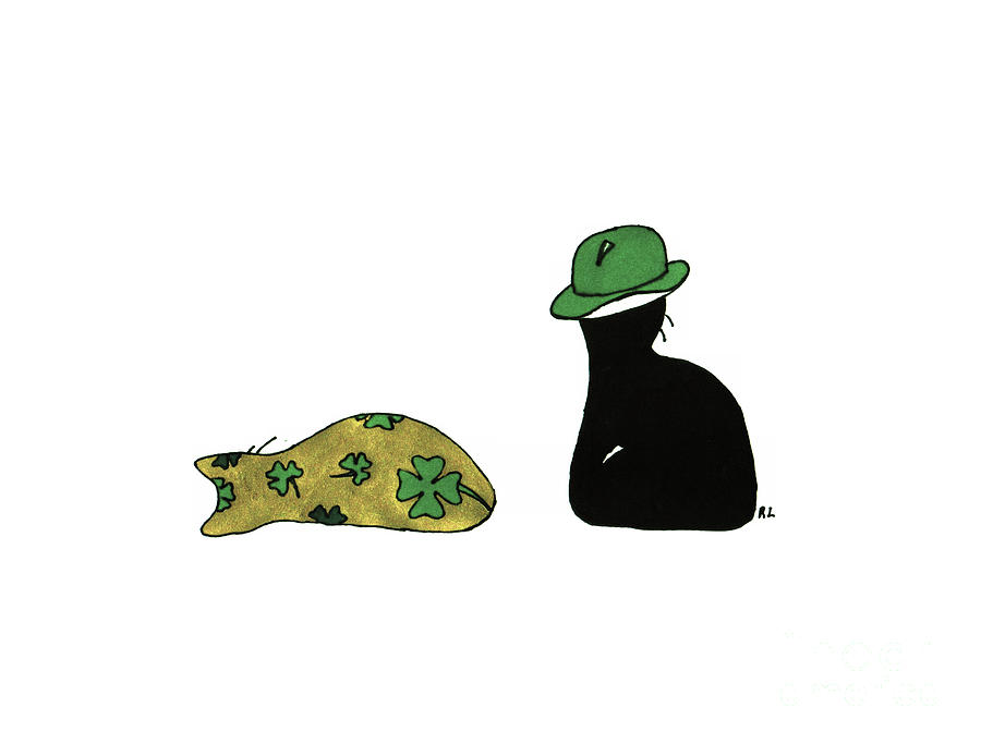 Puffie and Muffie St. Patricks Day Drawing by Rachel Lowry