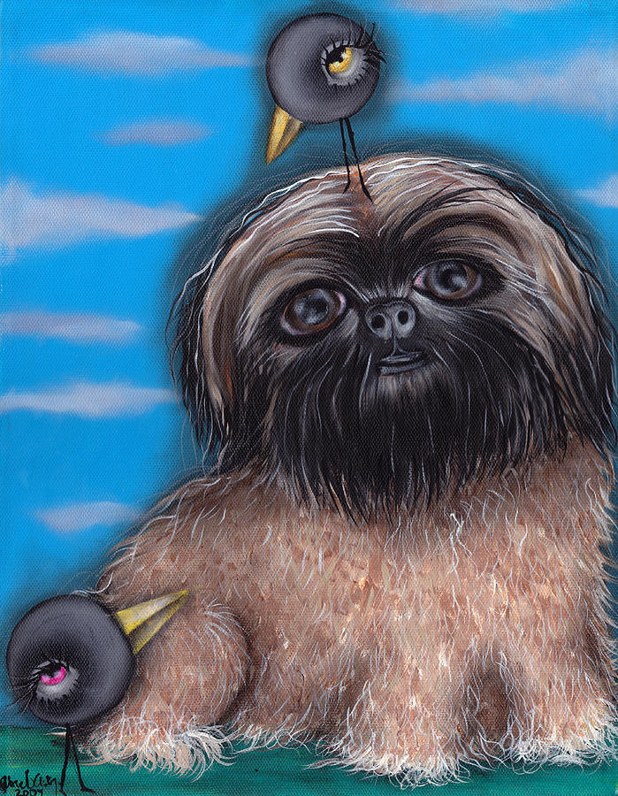 Puffy Dog Painting by Abril Andrade