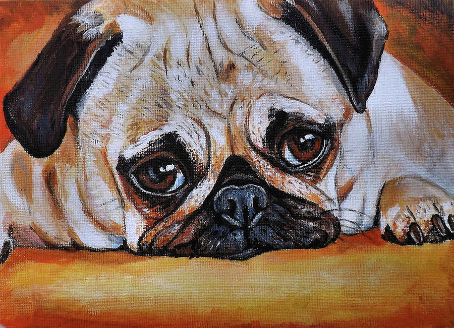 Pug painting outlet done in acrylic