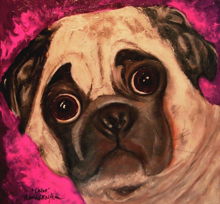 Pug - Chloe Painting by Laura  Grisham