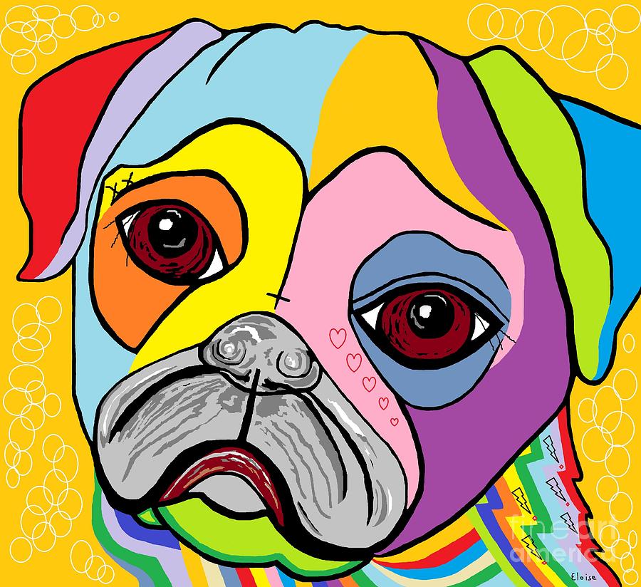 Dog Painting - PUG by Eloise Schneider Mote