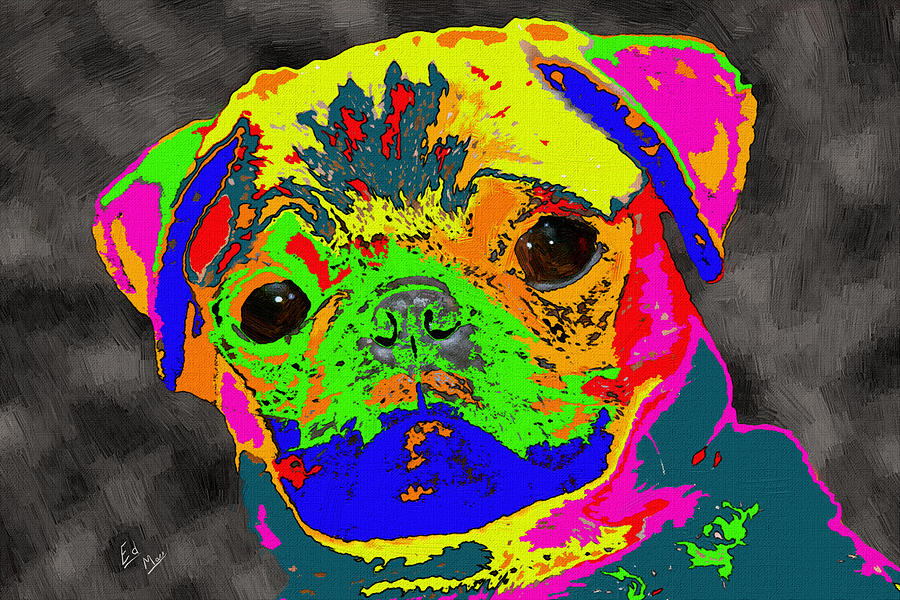 Pug in the paint bucket Painting by William Mace