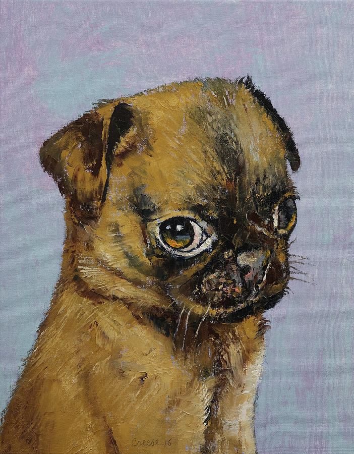 Pug Puppy Painting by Michael Creese