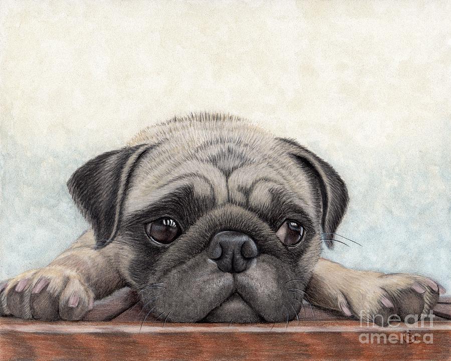 Pug Painting - Pug - Waiting for Your Return by Sherry Goeben