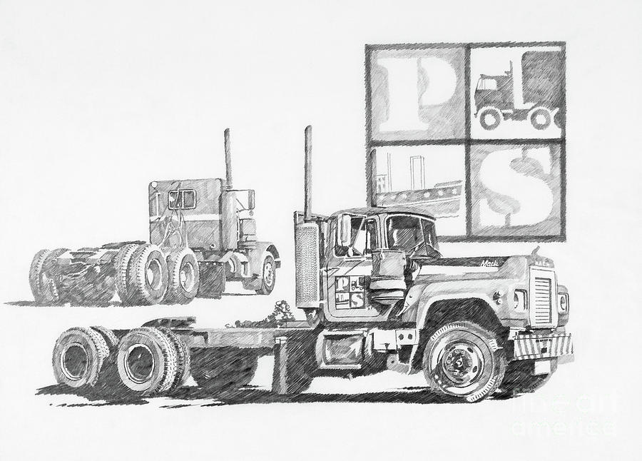Puget Sound Freightlines Drawing by James Williamson