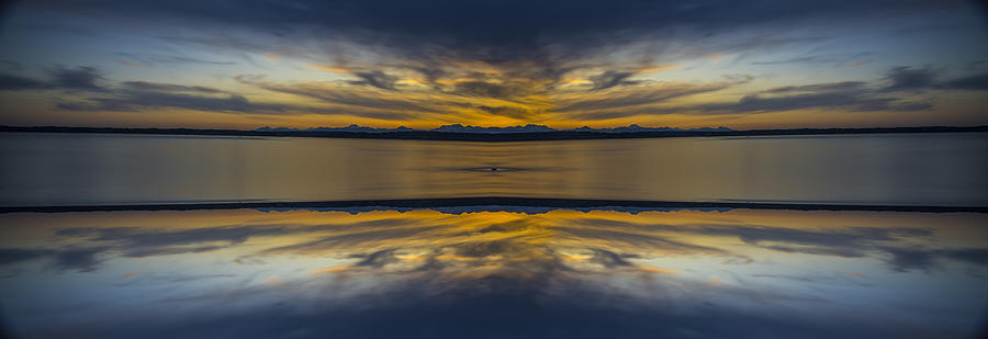 Puget Sound Sunset Reflection Digital Art