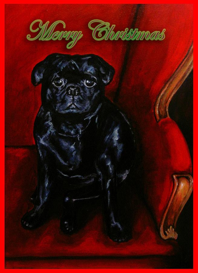 Pug Painting - Puggsley Christmas by Thomas Lupari