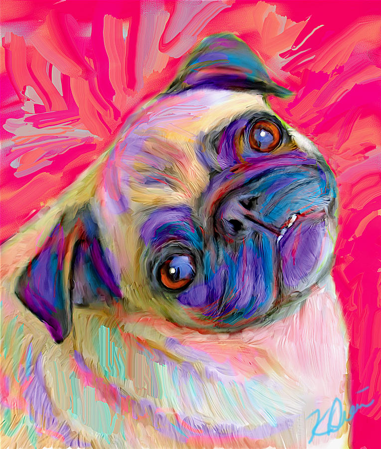 Dog Digital Art - Pugsly by Karen Derrico