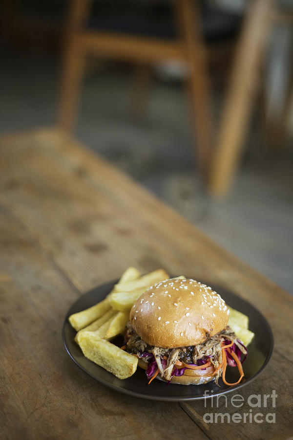 Pulled Pork Bun With Fries Photograph by JM Travel Photography
