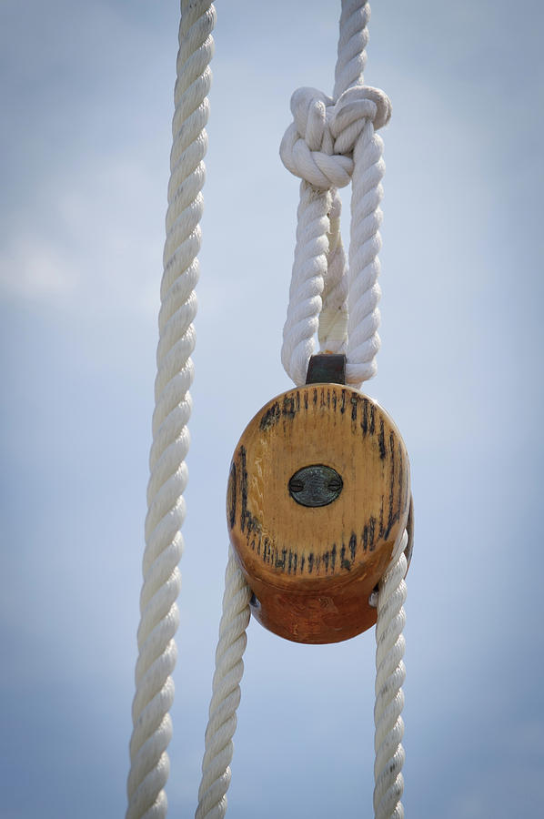 Pulley Block With White Line Photograph by Mark Roger Bailey