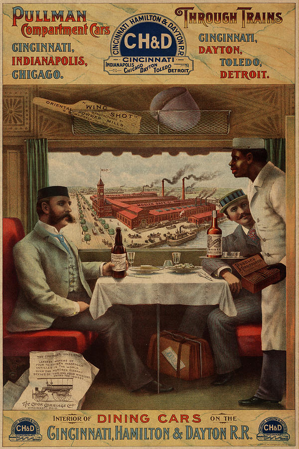 Vintage Mixed Media - Pullman Compartment Cars Dining Cars Vintage Train Poster by Design Turnpike