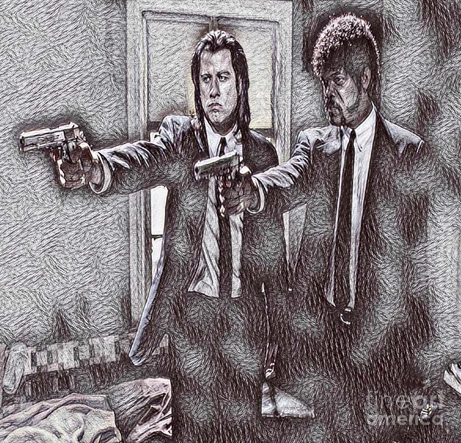 Pulp Fiction Drawing Drawing by Pd Pixels