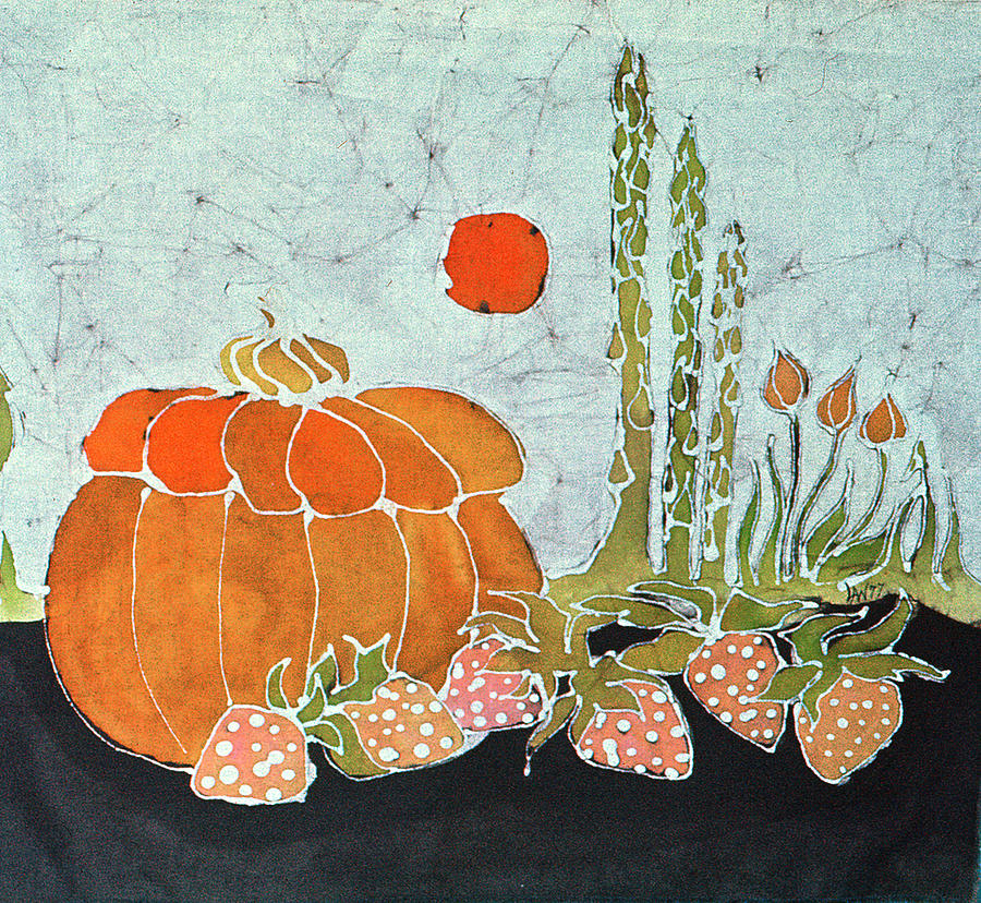 Pumpkin and Asparagus Tapestry - Textile by Carol  Law Conklin
