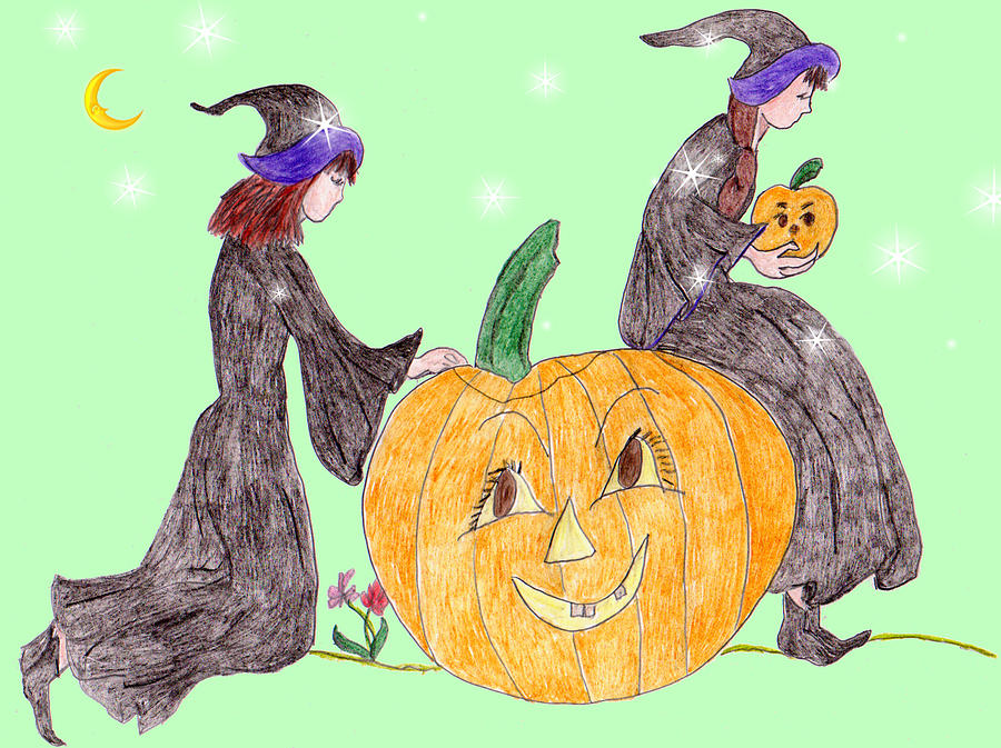 Pumpkin Caretakers Drawing by Rosalie Scanlon