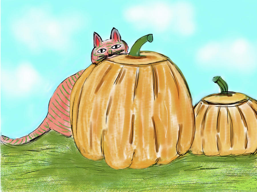 Pumpkin Cat Digital Art by Christina Wedberg