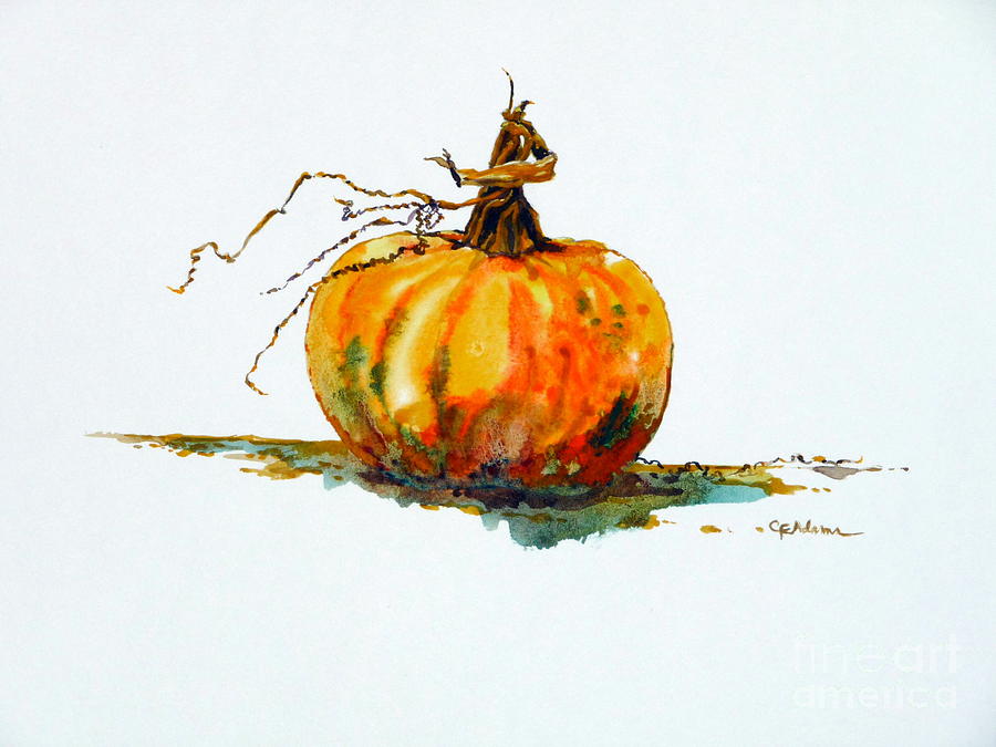 Pumpkin Painting by Cheryl Emerson Adams