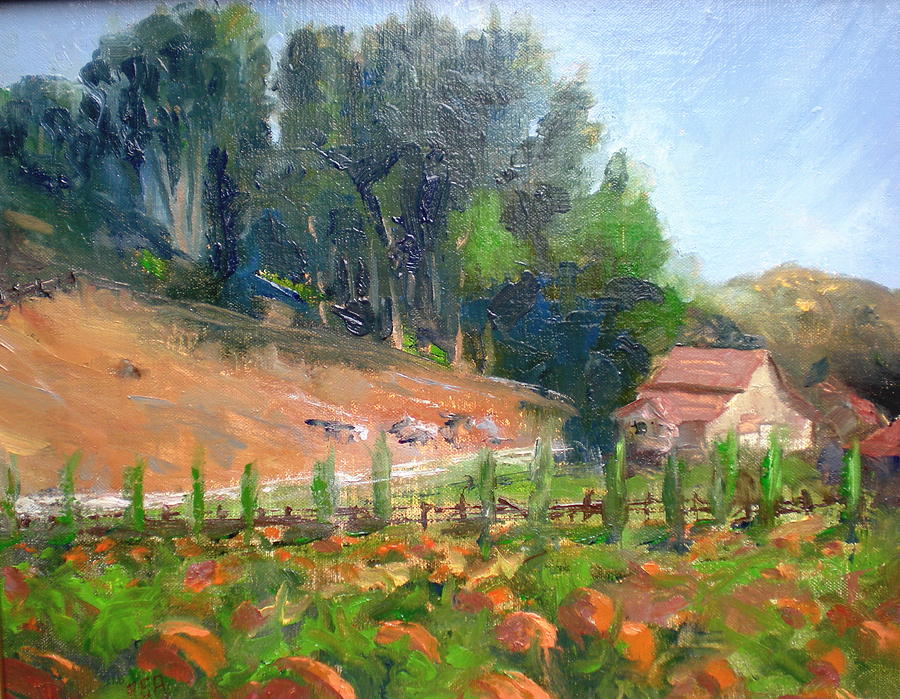 Pumpkin Fields at Bates Nut Farm Painting by Bryan Alexander - Fine Art ...