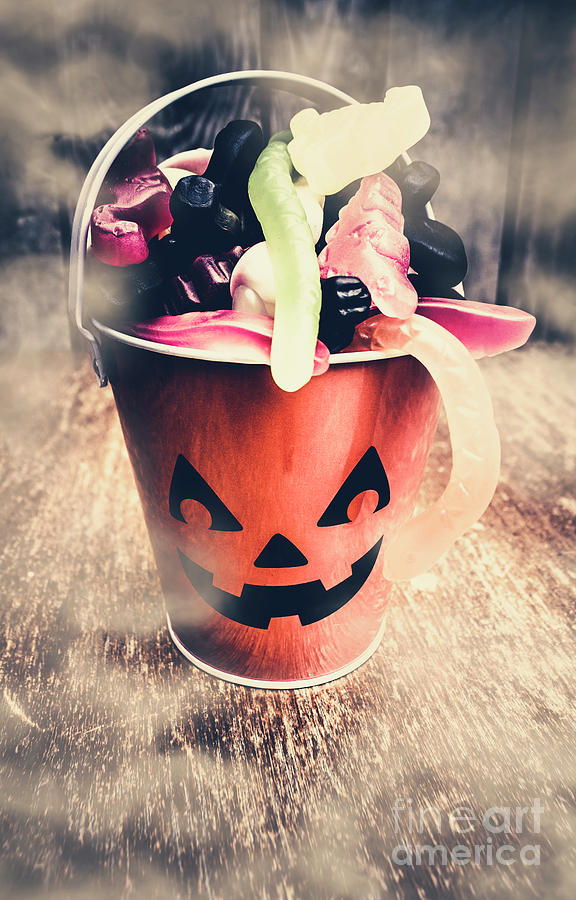Halloween Photograph - Pumpkin head in a misty Halloween scene by Jorgo Photography