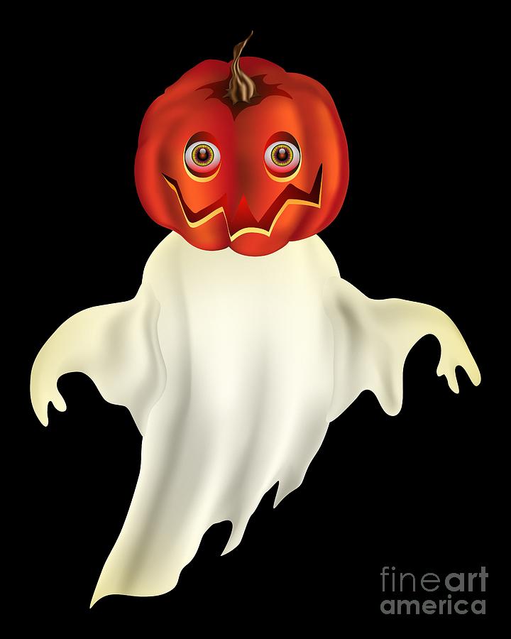 Pumpkin Headed Ghost Graphic Digital Art by MM Anderson